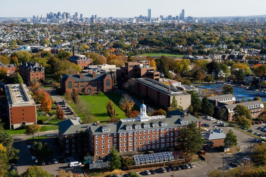 Aerial view of Medford campus of Tufts University